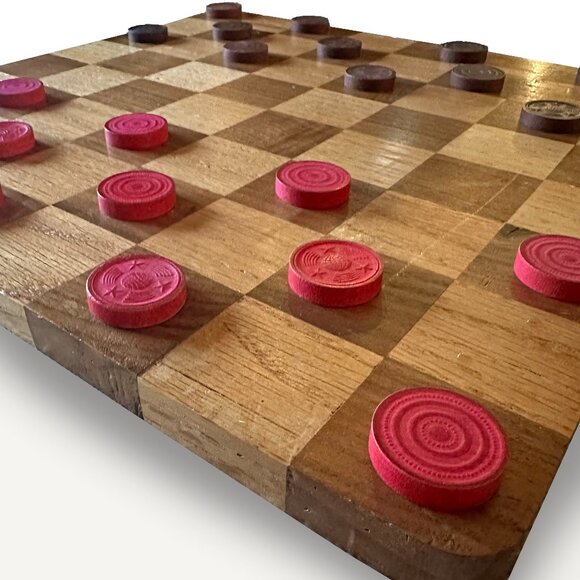 Handmade Wooden Checker Board - Picture 1 of 16